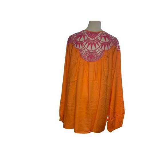 David Meister NWT orange bohemian blouse Size Large - Picture 4 of 4